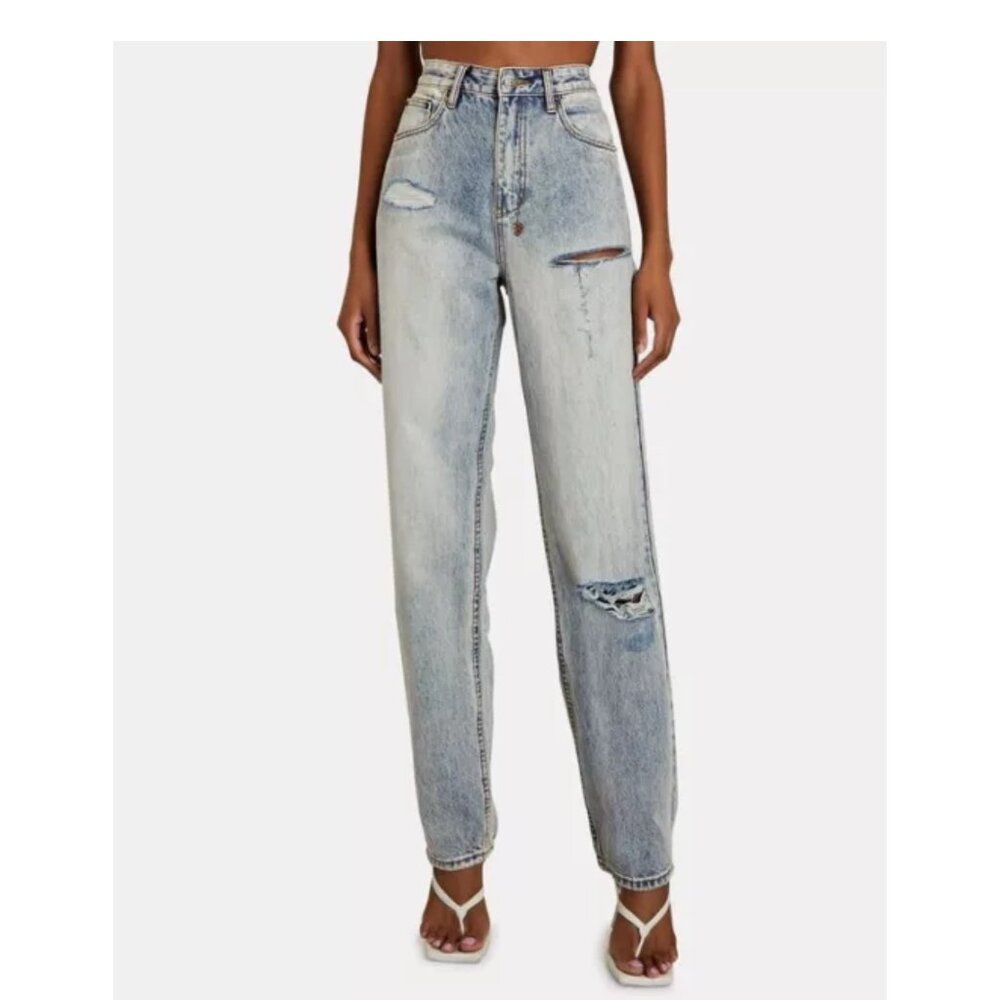 Ksubi Playback Distressed Straight-Leg Jeans SIZE 24 NWT